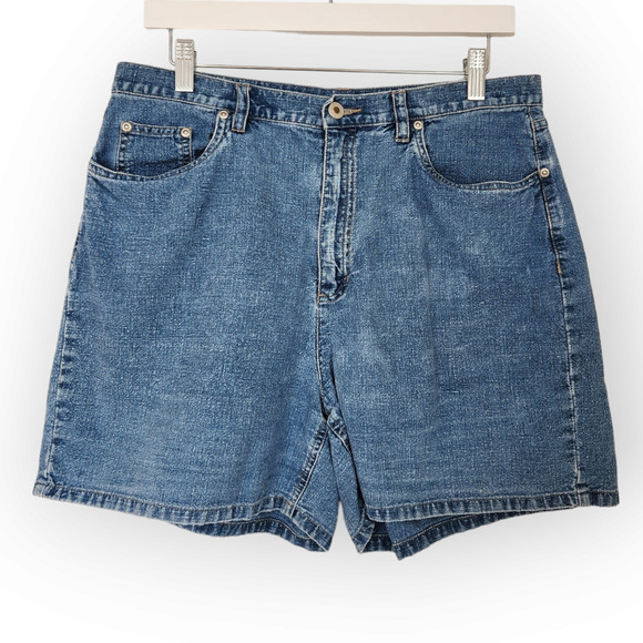 Vintage Liz Claiborne Linen Blend High Waisted Chambray Jean Shorts 31 - Picture 1 of 7